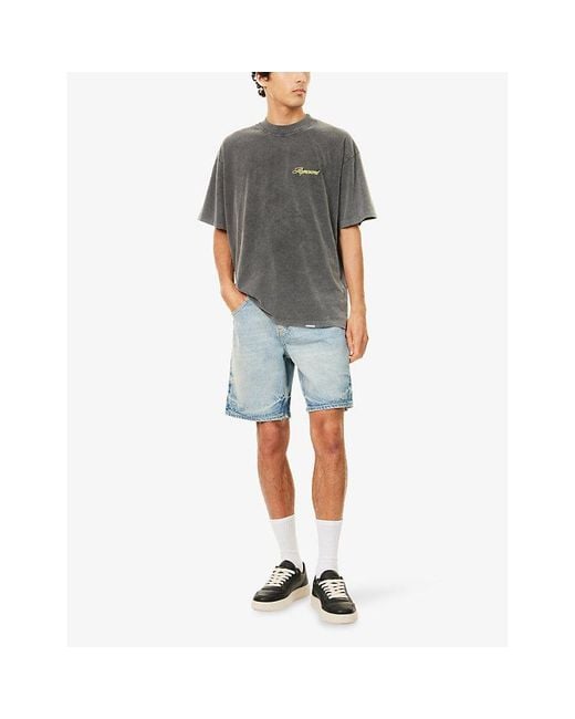 Represent Gray Script Logo Cotton-Jersey T-Shirt for men