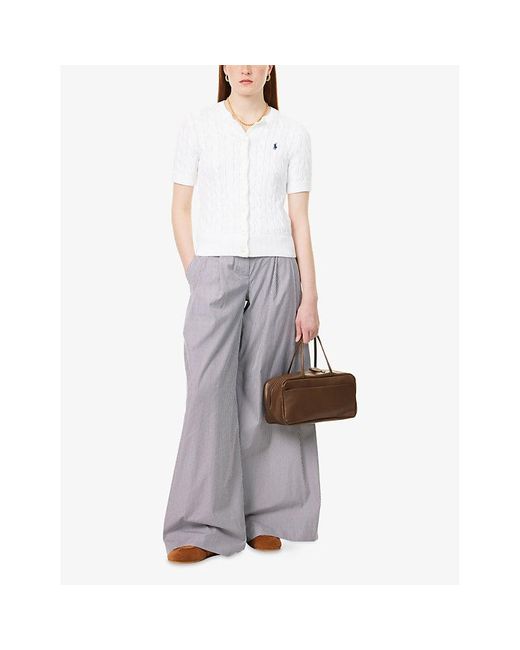 Polo Ralph Lauren White Cable-Knit Short-Sleeves Cotton Cardigan