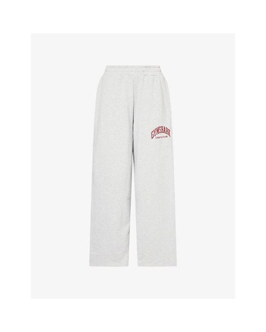 GYMSHARK White Collegiate Graphic Straight-Leg Cotton-Blend Jogging Bottoms