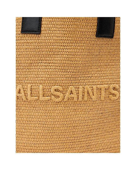 AllSaints Natural Lutece Logo-Print Paper Tote Bag