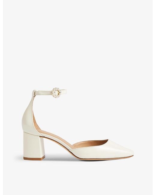 LK Bennett Darling Block-heel Patent Leather Courts in White | Lyst