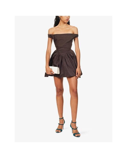 Vivienne Westwood Brown Sunday Draped-Neck Woven Mini Dress
