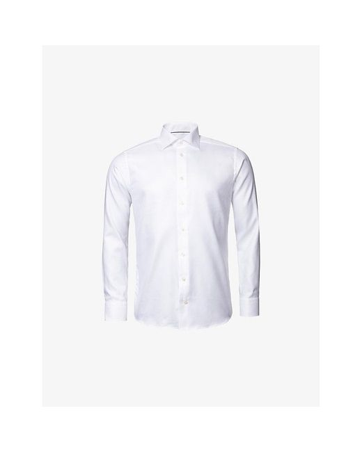 Eton of Sweden White Cutaway-Collar Single-Cuff Slim-Fit Cotton-Twill Shirt for men