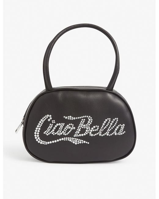 AMINA MUADDI Ciao Bella Leather Top-handle Bag in Black White (Black ...