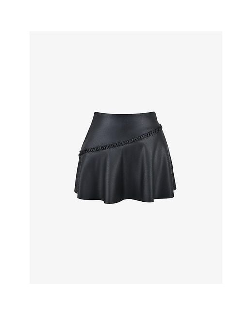 House Of Cb Black Nova Braided-Trim Faux-Leather Mini Skirt