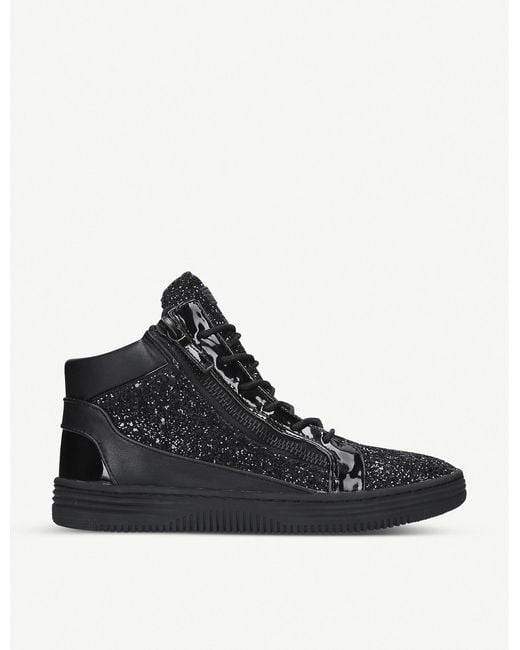 Kurt Geiger Mens Black Jacobs High-top Glitter Trainers 6 for men