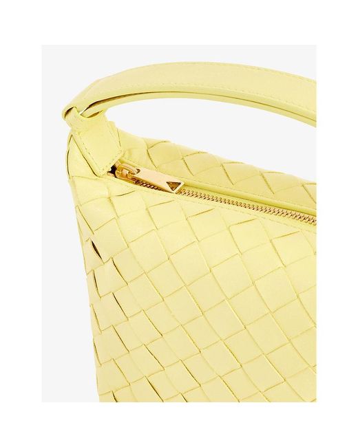 Bottega Veneta Yellow Wallace Intrecciato-weave Leather Top-handle Bag