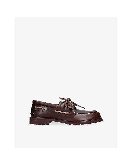 Burberry Brown Leather Boat Shoes for men