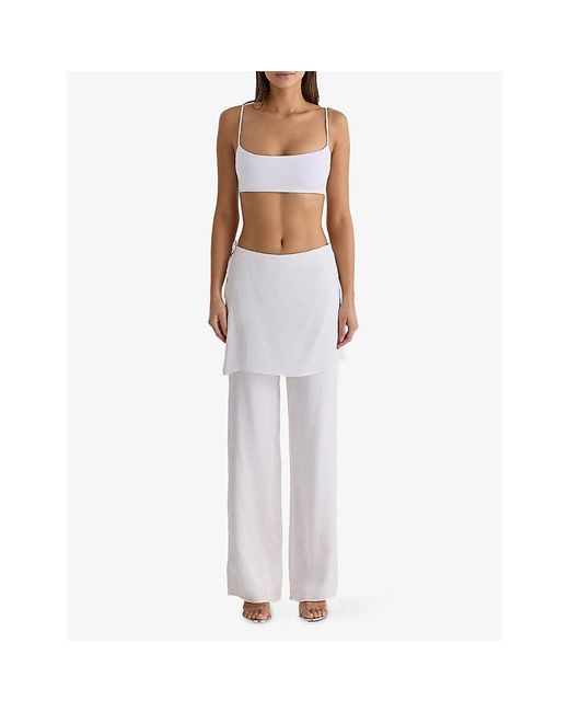 House Of Cb White Leona Sateen Trousers With Over-Skirt