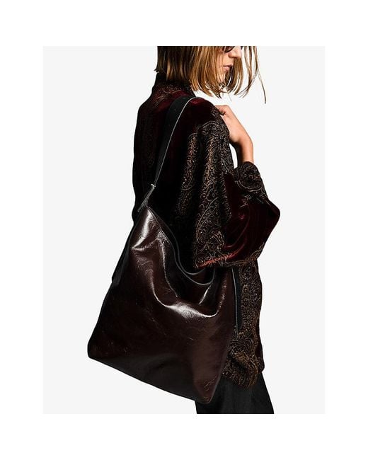 Zadig & Voltaire Black Jane Patent-Leather Shoulder Bag