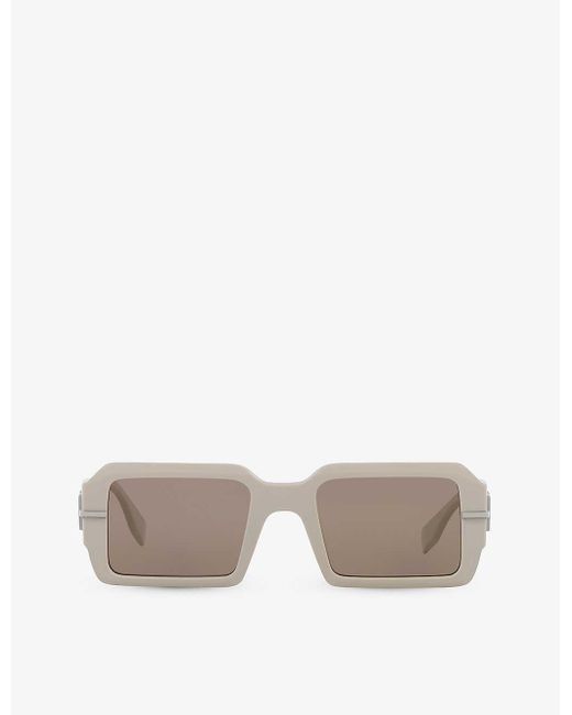 Fendi White Fe40073u Graphy Rectangle-frame Acetate Sunglasses for men