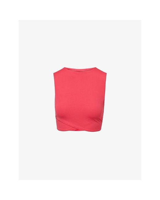 Sweaty Betty Red All Day Cropped Wrap Stretch-Jersey Top