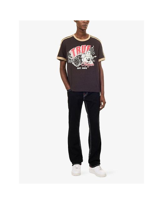 True Religion Multicolor Ringer Brand-Print Cotton T-Shirt for men