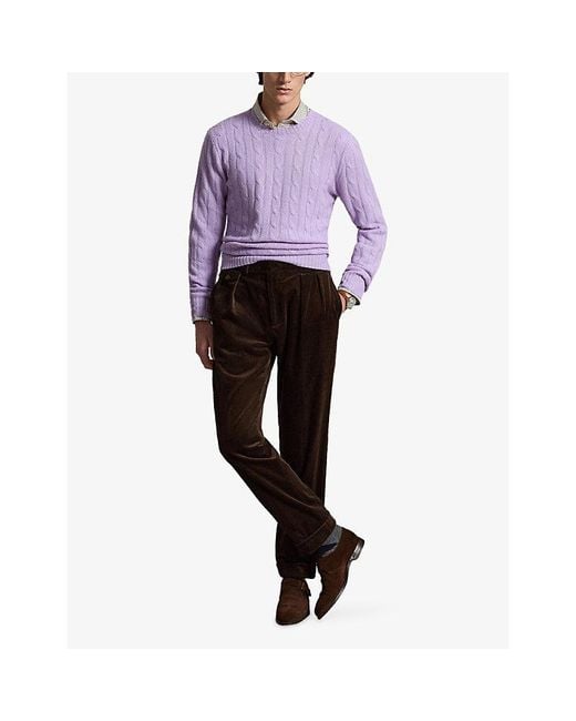 Polo Ralph Lauren Purple Cashmere Cable-Knit Jumper for men