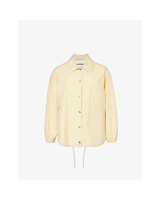 Jil Sander Natural Brand-print Collared Cotton Jacket