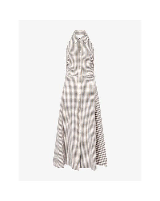 Veronica Beard Gray Mackey Check Cotton Midi Dress