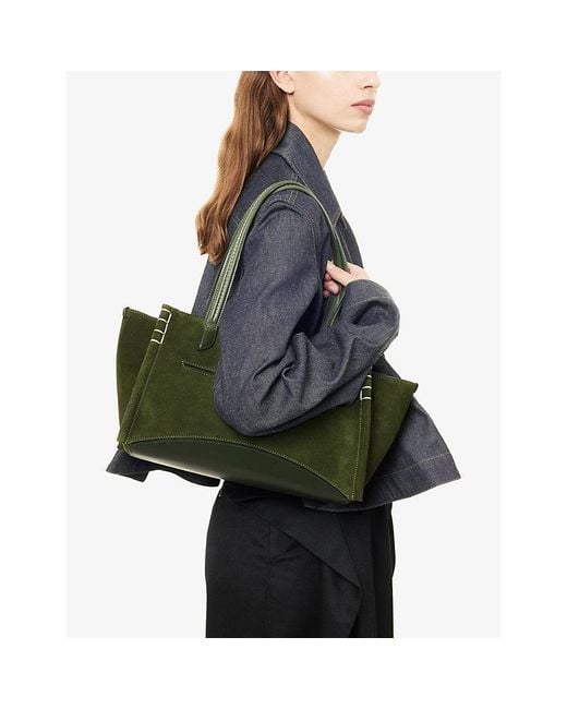 J.W. Anderson Green Elongated Loafer Cabas Suede Tote Bag