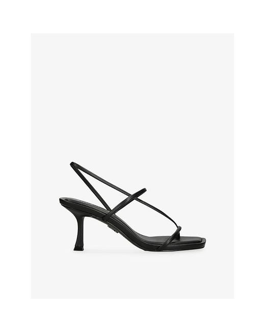 Steve Madden Black Locke Faux-Leather Heeled Sandals