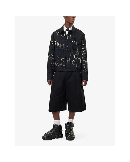 Yohji Yamamoto Black Stud-Embellished Denim Jacket for men