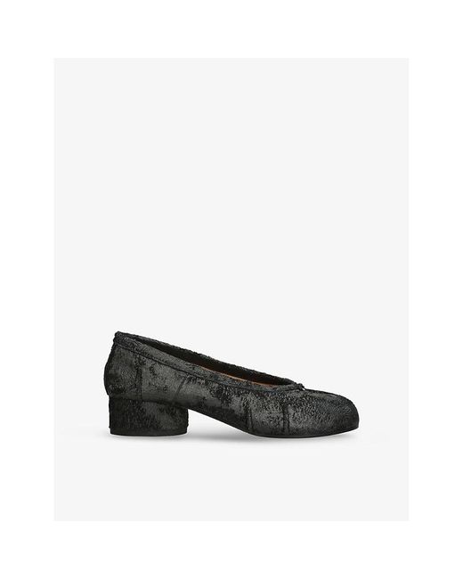 Maison Margiela Black Tabi Ballerina Leather Heeled Shoes