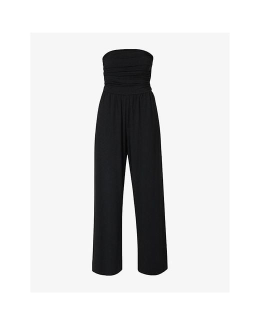 Sweaty Betty Black Bandeau Wide-Leg Modal Jumpsuit