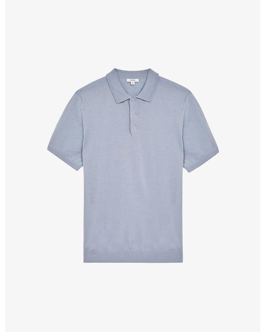 Reiss Blair Slim-fit Merino-wool Polo Shirt in Blue for Men | Lyst