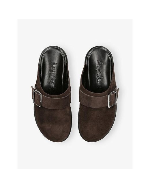 Aeyde Brown Finj Suede Backless Mules