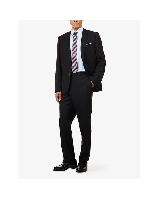 Paul Smith Blue Tailored-Fit Long-Sleeves Cotton-Poplin Shirt for men