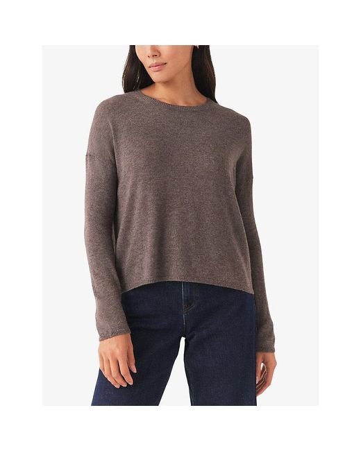 The White Company Brown The Company Buttoned-Back Relaxed-Fit Wool-Blend Jumper