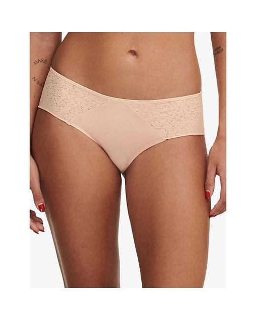 Chantelle White Norah Floral-embroidered Stretch-lace Brief