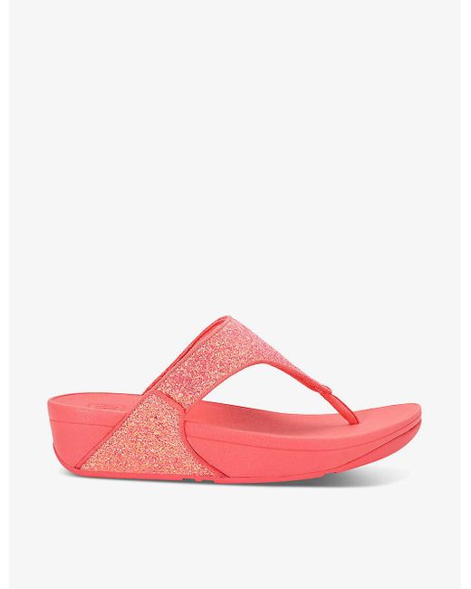 Fitflop Pink Lulu Glitter Rhinestone-embellished Woven Sandals