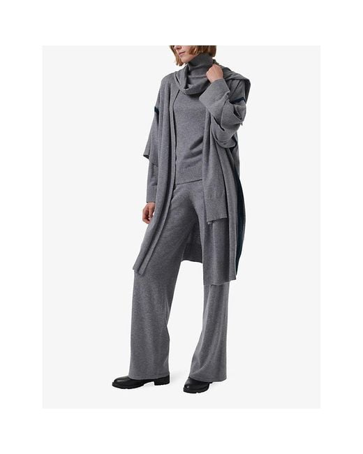 eem Gray Scarf Long-Sleeve Maxi Knitted Cardigan
