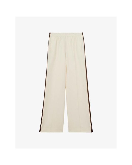 Reiss Natural Robyn Side-Stripe Wide-Leg Stretch-Woven Trousers