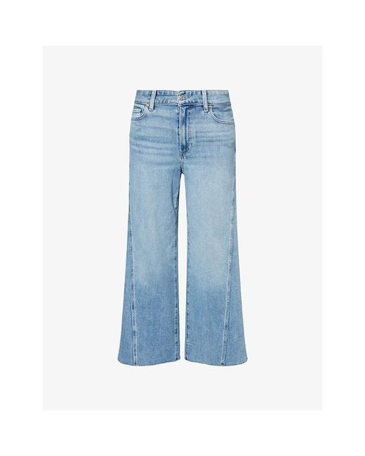 PAIGE Blue Anessa Twist Raw-Hem Stretch-Denim Jeans
