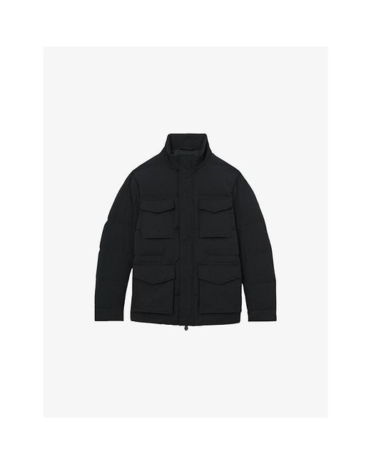Reiss Black Mercury Four-Pocket Shell Puffer Jacket for men