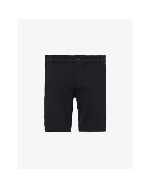 7 For All Mankind Black Travel Double-knit Mid-rise Stretch-woven Shorts for men