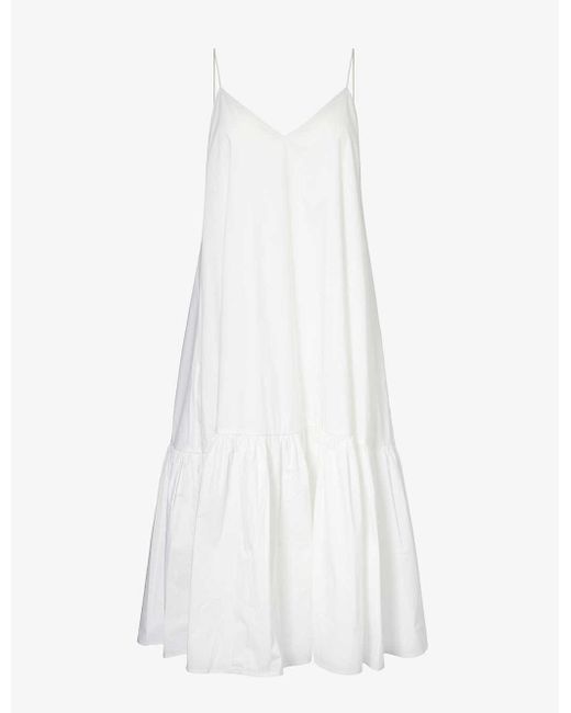 Anine Bing White Averie Sleeveless Cotton-poplin Midi Dress