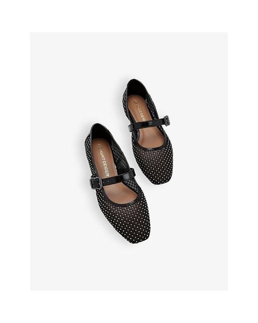 KG by Kurt Geiger Black Nina Rhinestone-Embellished Mesh Ballet Flats