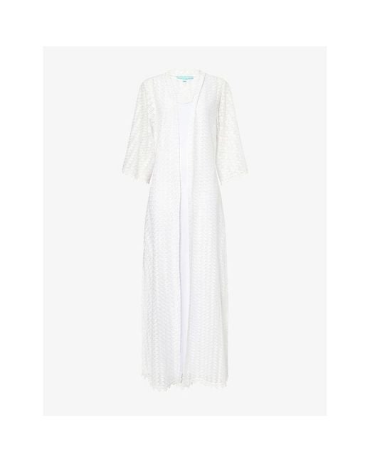 Melissa Odabash White Tali Semi-Sheer Knitted Kaftan