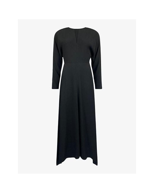 Ro&zo Black Keyhole-Front Crepe Midi Dress
