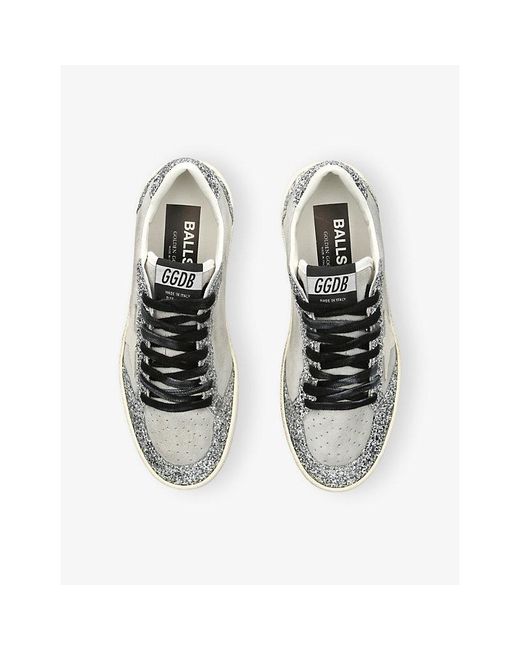 Golden Goose Deluxe Brand White Ballstar 60379 Glitter And Suede Trainers