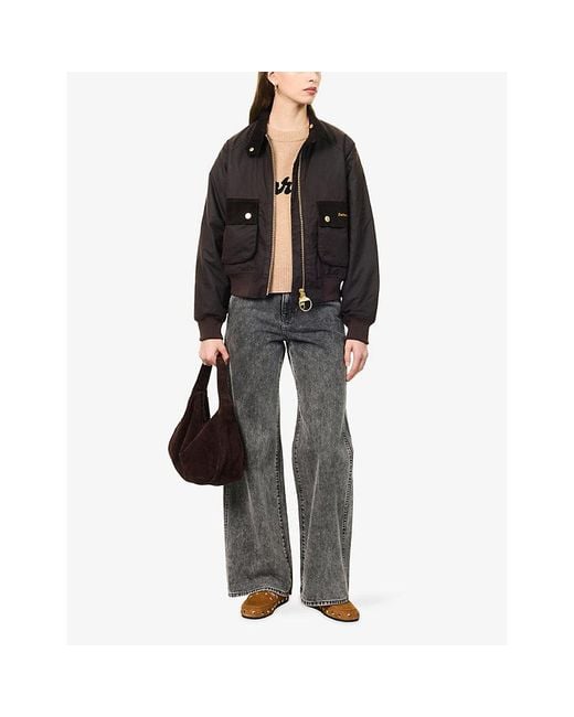 Barbour Black Ivybridge Logo-Embroidered Waxed Cotton Jacket