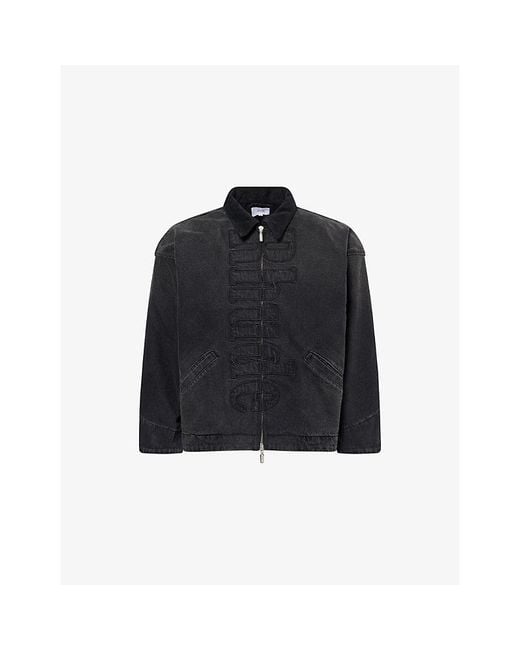 Rhude Black Logo-Embroidered Denim Jacket for men