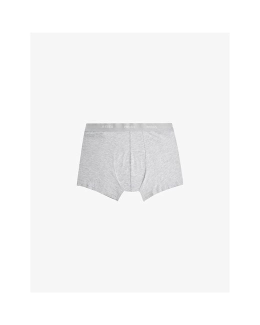 Reiss White Heller Logo-Print Pack Of Three Stretch-Organic Cotton Boxers for men