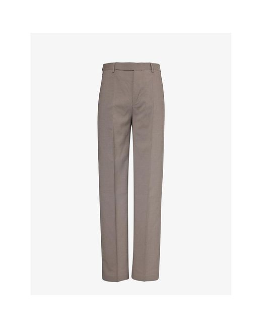 Rick Owens Gray Wide-leg Mid-rise Wool Trousers