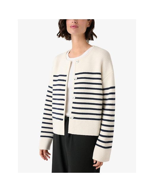 The White Company White Round-Neck Boxy-Fit Wool-Knit Jacket