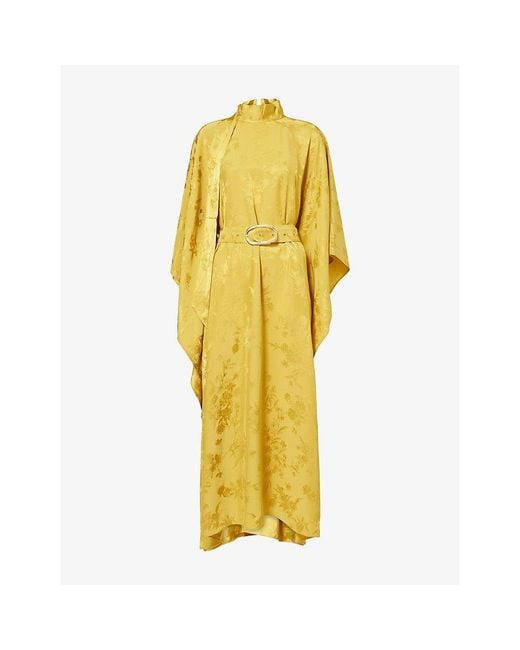 ‎Taller Marmo Yellow La Luna Floral Jacquard Woven Kaftan