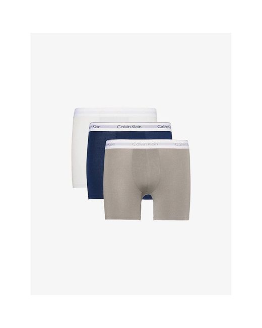 Calvin Klein Blue Modern Air Pack Of Three Stretch-Jersey Boxer Briefs for men