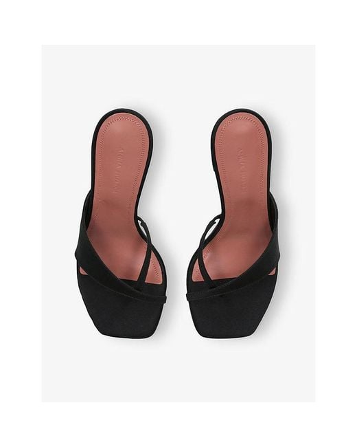AMINA MUADDI Black Shiona 95 Leather Heeled Mules