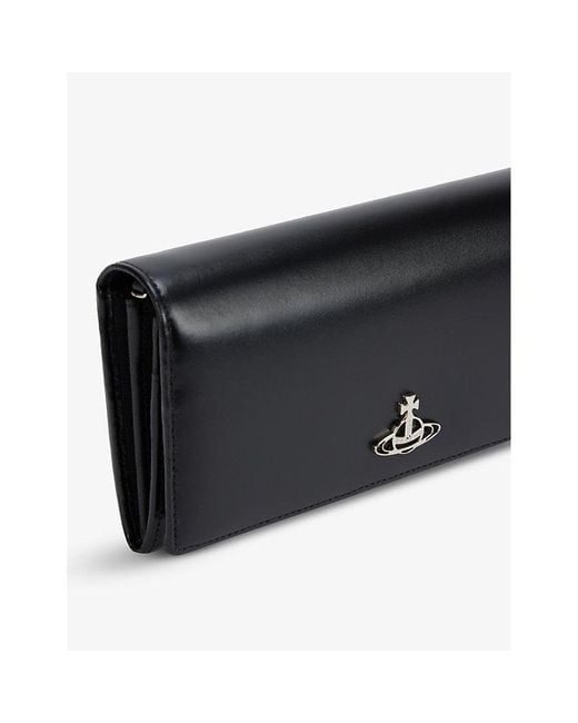 Vivienne Westwood Black Jordan Leather Wallet-on-chain
